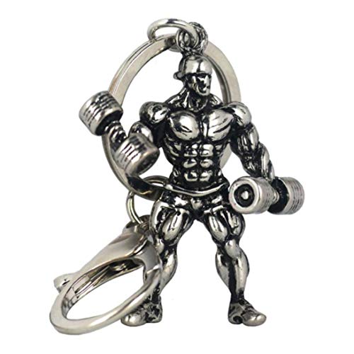 Preisvergleich Produktbild Metall-Schlüsselanhänger Starker Mann Hantel Keychain Männer Fitness Bodybuilding Schlüsselanhänger Für Auto