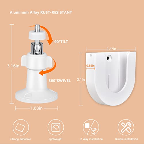 2pack Strong Adhesive Wall Mount +Adjustable Indoor/Outdoor Security Wall Mount Compatible with Arlo Pro/Pro 2/Pro 3/Ultra/Ultra 2,Ring Indoor Cam(1st Gen) , eufyCam E/2C