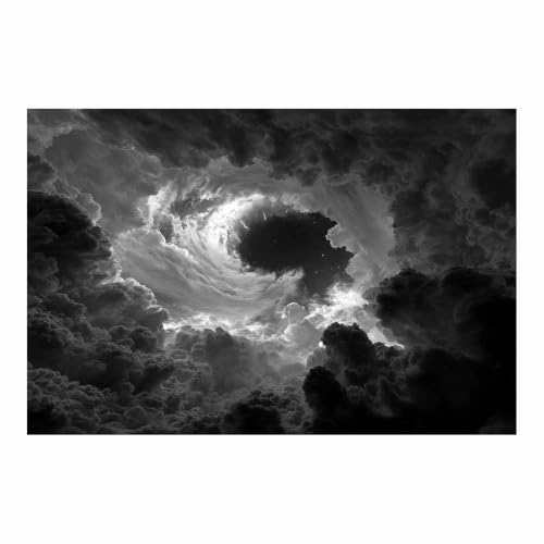 Poster noir et blanc vortex des nuages cosmiques en toile 60x80cm pour deco maison sans cadre