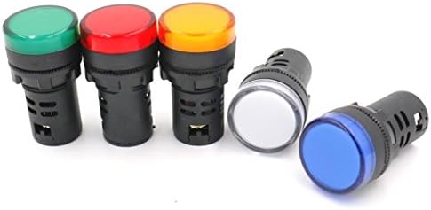 Woljay Indicator Light Red Yellow Green Blue White 22mm LED Pilot Panel AC/DC 24V 20mA Indicator Signal Lamp 5 Pack