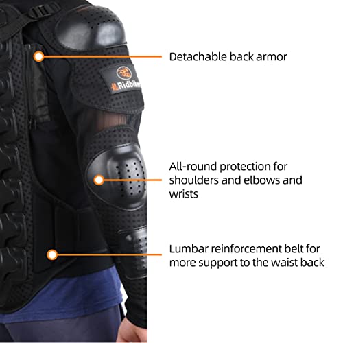 Kids Dirt Bike Gear For Kid Full Body Armor Protective Jacket For Motorcycle Chest Spine Protector Gear Spine Guard (L, Balck) #TOP2