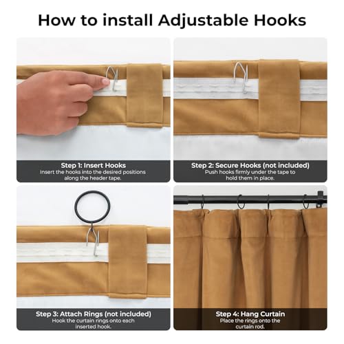 Image of HPD Half Price Drapes Extra Wide Signature Blackout Velvet Curtains 84 Inch Long 1 Panel, 4-Pass Hotel Blackout Lined Window Curtains Thermal Blackout Curtains for Bedroom 100W x 84L, Amber Gold