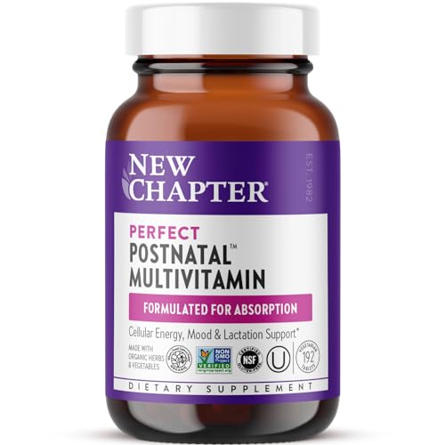 Image of New Chapter, Postnatal Vitamins Lactation Supplement, Complete Multivitamin with Fermented Vitamin D3 + B Vitamins, Made with Organic Vegetables & Herbs, Non-GMO Ingredients, 192 Count