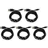 Harper Grove Mini USB Cable, 10FT USB 2.0 A to Mini USB Charger and Sync Cable, 5 Pack, for Motorola RAZR Razor V3 V3C V3i V3M V3R V3S V3T V3XX (Black)