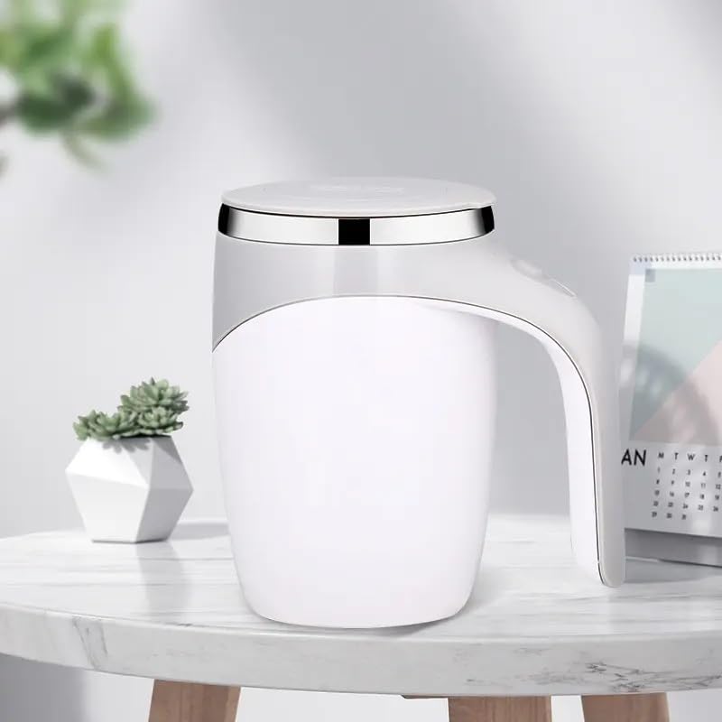 REMAXX Silver Automatic Magnetic Self Stirring Coffee Mug With Lid|Portable Mug|Suitable For Hot & Cold Beverages Like Chocolate Powder,Milk,Protein Shakes,Lemonade|Best For Gift(White),380 ML (B0CBQ6YY39) Amazon Price History, Amazon Price Tracker