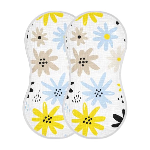 Floral Petal Dot White Burp Cloths for Babies Burp Rag Cotton Spit Up Rag for Babies Newborn