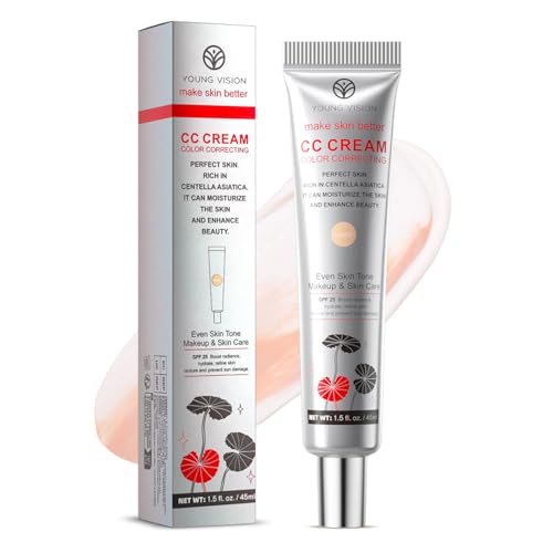 Multi-Purpose CC Cream with SPF 25 - Full Coverage Hydrating Foundation, Color Corrector & Primer with Centella Asiatica | Moisturizing Concealer & Sunscreen (LIGHT, CC Cream)