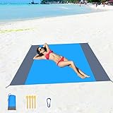 🏖️[Alta Calidad] La Manta playa impermeable está hecha de poliéster 210T extremadamente ligero, extremadamente ligero y duradero. El material de esta manta de playa portátil 210x200 es duradero y completamente impermeable. Se puede lavar fácilmente a mano o a máquina.