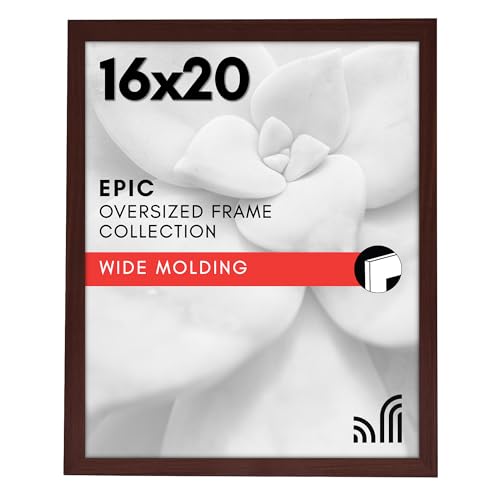 Americanflat 16x20 Picture Frame with Polished Plexiglass - Wide Picture Frames Made of Engineered Wood for Vertical or Horizontal Wall Display - Epic Collection - Mahogany