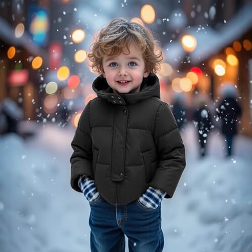 Kids Boy Girls Winter Hooded Coat Cute Bear Ears Zipper Up Down Jackets Warm Cute Hooded Outerwear with Pockets3