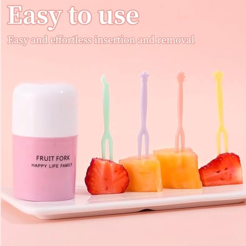 Miniatura 6 de 200 Tenedores Fruta, Tenedores Para Niños 3.1 X 0.31 Pulgadas, 3 Bolsas De Colores Mezclados, 150 Piezas En Total, 1 Botella De Polvo De Flor De Cerezo De 50 Piezas
