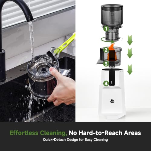 Image of AAOBOSI Juicer Machines, 5.8 inch Extra Wide No-Cut Feed Chute for Whole Fruits, Slow Masticating Cold Press Juicer with Triple Strainers, High Juice Yield, Quiet Operation, Easy to Clean White