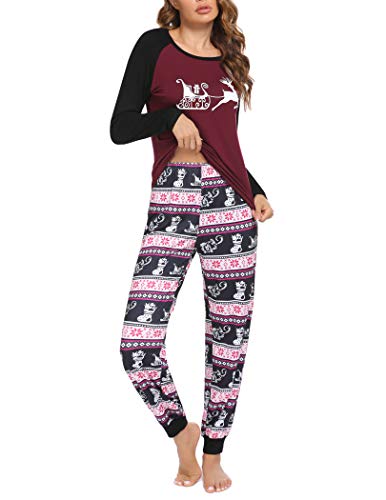 Ekouaer Christmas Pajamas for Women Cute Print Long Sleeve Pj Lounge Set - image 1
