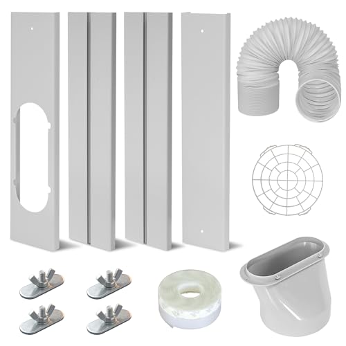 SUREPHON Portable Ac Window Vent Kit,Adjustable Air Conditioner Window Seal Kit with 5.9 Inch Diameter 59' Length Ac Exhaust Hose for Vertical/Horizontal Window