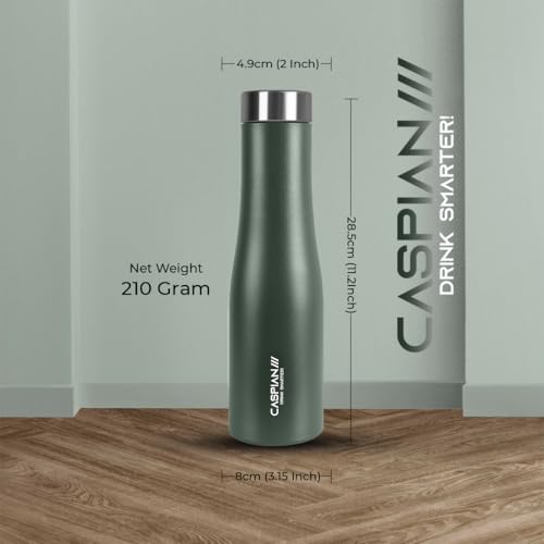 Image of CASPIAN / / / Aqua ISI Certified Stainless Steel Water Bottle 1ltr. (M Green, 1 Litre, Set of 6) | Leak Proof Thunder for Fridge Home Office Travel School Kids Boys Girls Adults Sports Gym Yoga|BPA Free