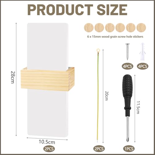 Apliques de pared interior LED 6500K iluminación indirecta madera 2 uds 4