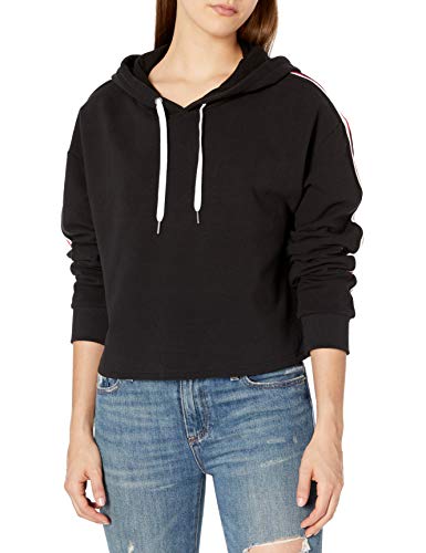 BB Dakota Junior's Sidelines Fleece Hoodie with Striped Trim, Black, Large