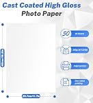 50 Sheets A3 Photo Paper Single Sided, 200 gsm White High Glossy Paper, Advanced Photographic Photo Printer Paper for Inkjet Printer Printing Picture Cover Brochures