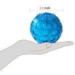 3” Squeaky Dog Toy Balls for Lagre Medium Puppy, Indestructible Dog Balls for Playing, Fetching & Retrieving, Durable Aggressive Chewers, 2 PCS Green+Blue