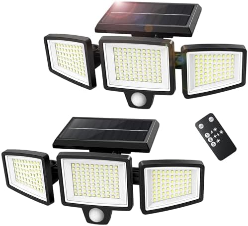 （11:00時点） アセキ ソーラーライト 屋外 防水 センサー 2個セット【極高輝度・210LED・3面発光・業界最大3000ルーメン】3つ知能モード 2200mAh大容量バッテリー 人感センサー 360°角度調整可能 防犯 自動点灯/消灯 ガレージ/ガーデン/壁掛け/庭先/表玄関/駐車場/停電時適用 防災/地震/津波/台風/防災対応 ブラック