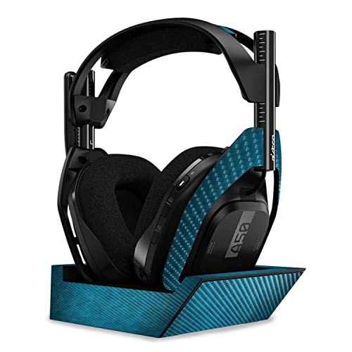 Image of MightySkins Carbon Fiber Skin Compatible with Astro A50 Wireless Headphones + Base Station (Gen 4) - Blue Strokes | Protective, Durable Textured Carbon Fiber Finish | Easy to Apply | Made in The USA