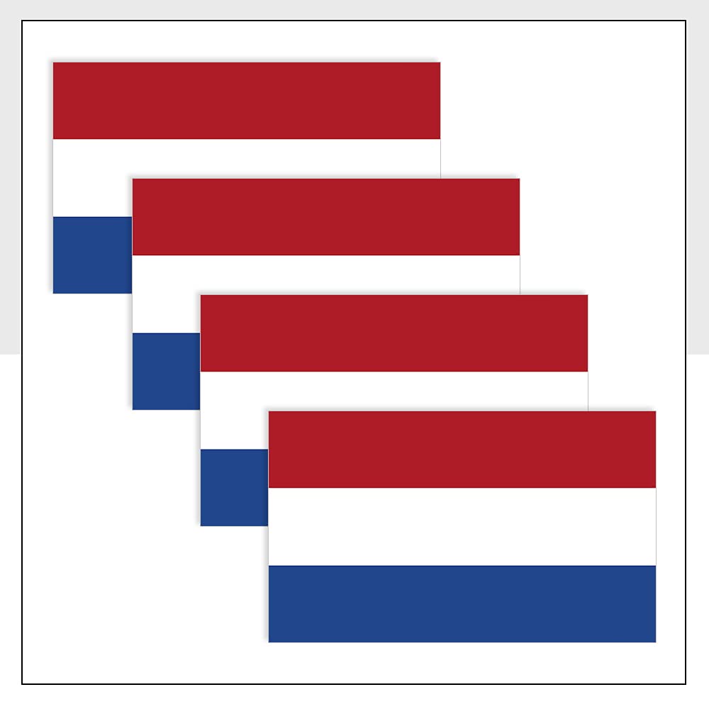 Netherlands Flag Bumper Sticker Pack of 4 (75 x 50mm) Waterproof NLD Flag Labels for Ipad Bike Window Helmet Packwith® #P1065