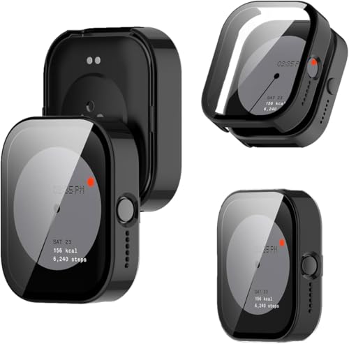 UOPR For cmf by NOTHING WATCH PRO 対応 ケース SpinoArmor 保護 ガラスフィルム 一体型 TPUゴム 保護ケース 保護カバー 耐衝撃 全面保護 着脱簡単 アクセサリー (ブラック)