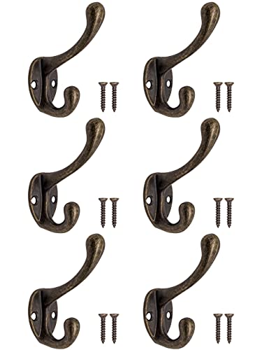 Fuxxer Antike, kleine Garderoben-Haken, Eisen in Messing Bronze Design, 6er Set