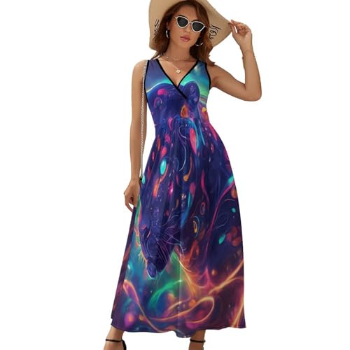 Robe longue femme sans manches fluide contre la chaleur de l'été