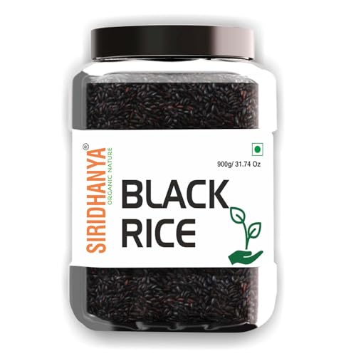 Image of Siridhanya black rice boiled | Nalla Biyyam| Gluten free | Rich in protein Low carbs| Low GI Rice | Sourced from Andhra Pradesh| GWT 900g (Including Jar)