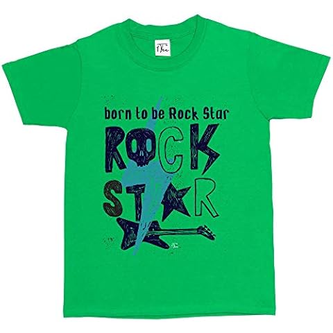 Fancy A Snuggle Boys Born to Be A Rockstar T-Shirt Green 7-8 Years Cover