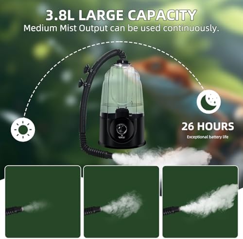 Coospider 3.8L Reptile Fogger Humidifier, Terrariums Fog Machine, Quiet Reptiles Mister with Auto Shut-Off, Reptile Misting System Perfect for Various Reptiles/Amphibians/Herps/Paludarium/Vivarium — view 3