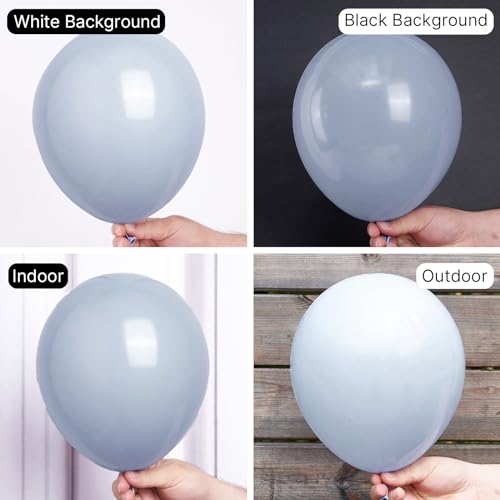 PartyWoo Dusty Blue Balloons, 50 pcs 12 Inch Boho Light Blue Balloons, Light Blue Grey Balloons for Balloon Garland or Arch as Party Decorations, Birthday Decorations, Wedding Decorations, Blue-F51 - 7