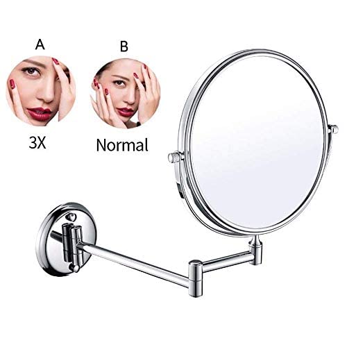Miroir de maquillage 3X réglable double face et cosmétique rasage vanité chromé