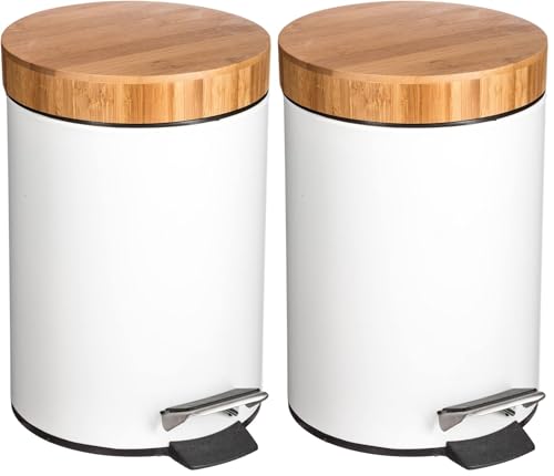 WELL HOME MOBILIARIO & DECORACIÓN Papelera metálica 3L bambú natureo (Paquete de 2)