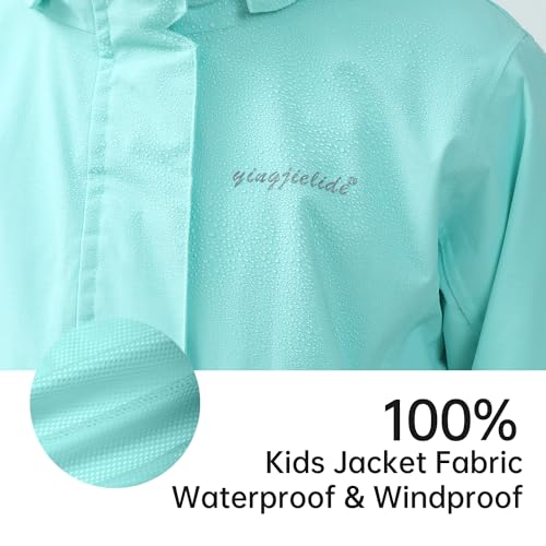 Image of YINGJIELIDE Boys Girls Waterproof Rain Jackets Kids Easy to Fold Windbreaker Lightweight Outdoor Hooded Raincoat