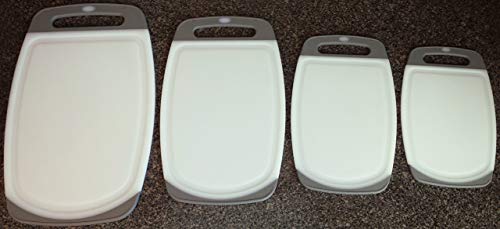 Clean Cut Cutting Board Set - 4 Piece Non-Slip Poly Plastic Kitchen Chopping Boards - Gray & White #TOP3