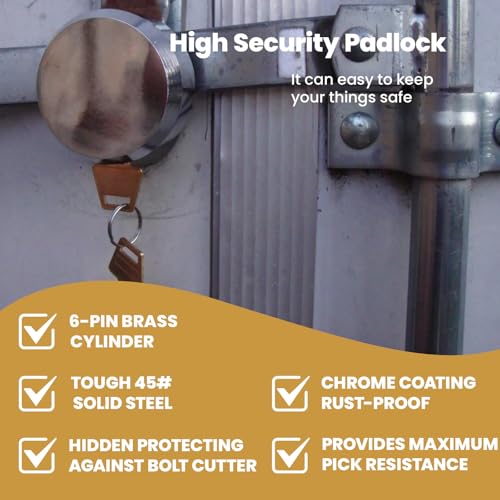 Image of 4 Pack Hidden Shackle Padlock Keyed Alike Heavy Duty Trailer Puck Silver | Trailer Door Lock W /8 Keys, Anti Theft, 2-7 /8 inch Solid Steel, for Trailers Trucks Vans, Shed Gates Garage