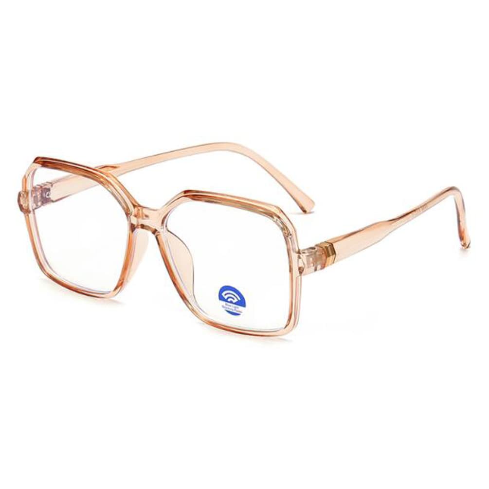 Khaki Anti-blue Light Literary Youth Glasses Square Large Frame Anti-computer Radiation Comfortable Frame Glasses Transparent Tea