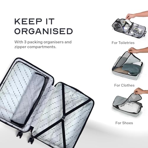 Assembly Polycarbonate Check-in Suitcase (62 Cms) Medium Size | Hard-Sided Trolley Bag with TSA Lock and Silent Spinner Wheels| 66 Liters | Blue | Odyssey 4 41FOPUzrmAL