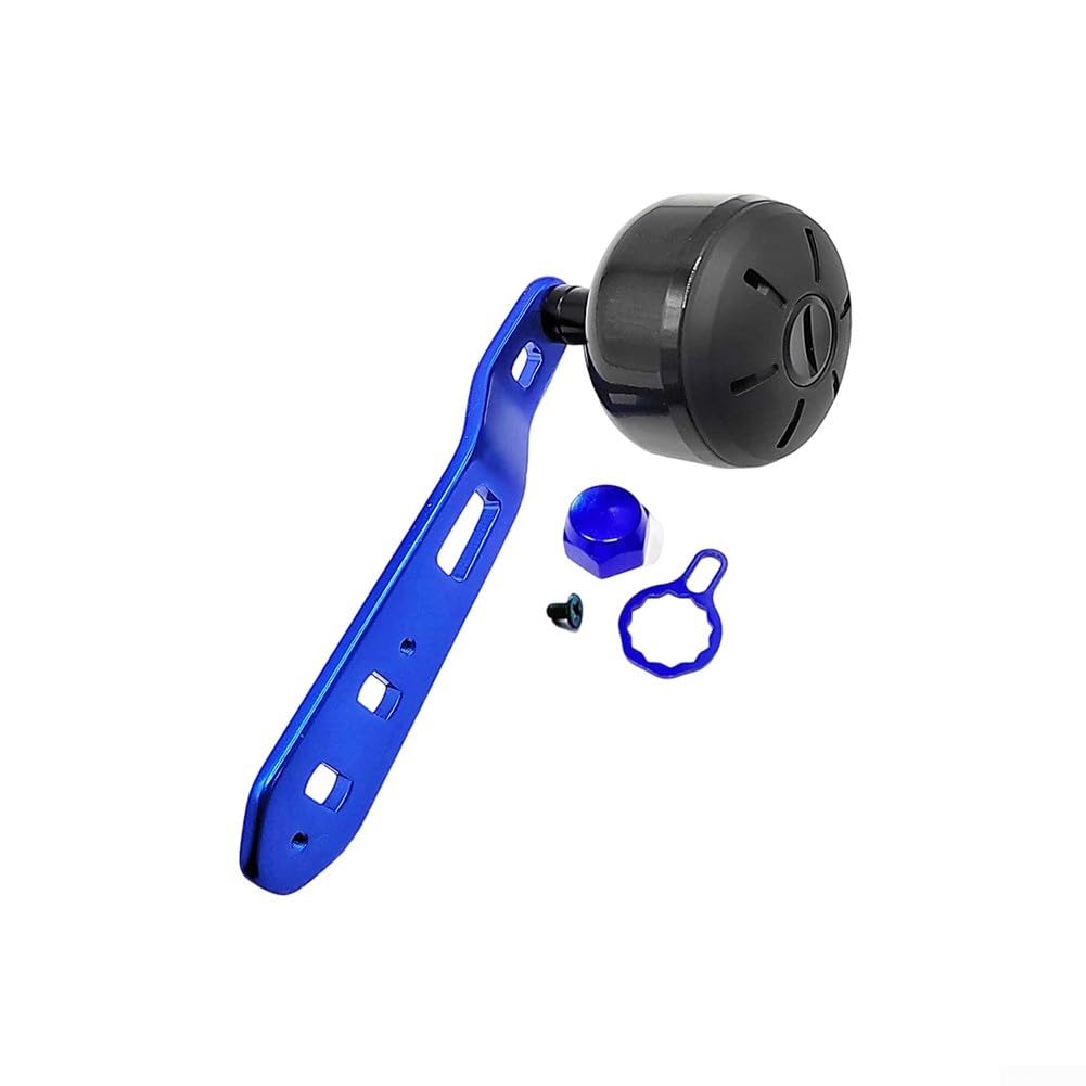 Carbon Fibre Extended Single Rocker/Arm Power Handle for Daiwa Tatula/and for abu Baitcasting Reels, 110mm /Swing Plate with Grip Knobs/, Blue(left hand blue)