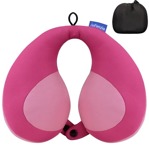 INFANZIA Kinder Nackenkissen Kinnstützendes Reisekissen U-förmiges Nackenhörnchen Schlafkissen für Auto Flugzeug oder Zug Geschenke für Kinder (Rosa)
