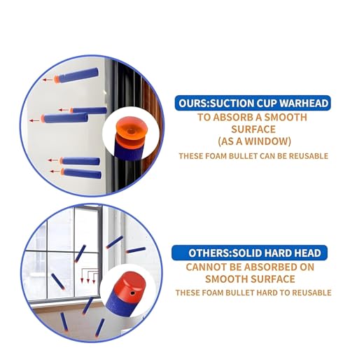 Image of VERAT Hollow Out Soft Foam Refill Darts for N-Strike Elite Series Blasters (Suction-Bullet-Blue, Pack of 150)