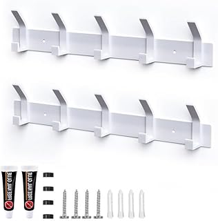 Galerie SV Wall Coat Hooks, Pack of 2 Coat Hooks with 5 Hooks, Metal Coat Hooks for Bedroom, Bathroom, Kitchen, Coat Rack,...