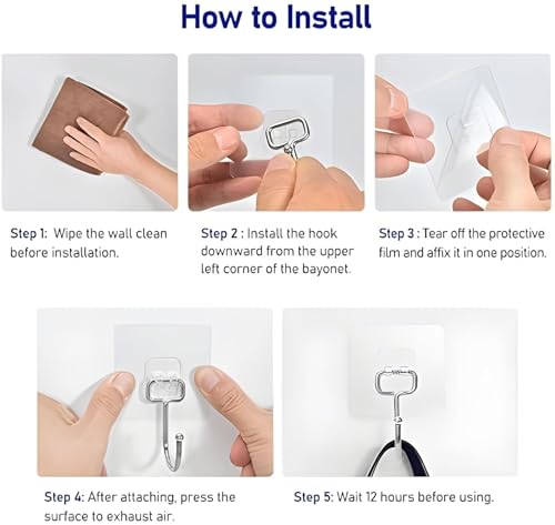 Image of 20 Pcs Golden Large Adhesive Hooks for Wall Heavy Duty Waterproof Wall Hooks for Hanger Hooks, Stainless Steel Towel and Coats Wall Hook to Use Inside Kitchen, Bathroom, Home and Office