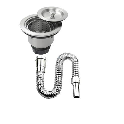 Image of ZAP NovaFlow 4 Inch Kitchen Sink Waste Coupling with Under Basket & Flexible Drain Hose | PVC Drain Kit with Stainless Steel Jali | Leak-Proof Sink Drain for Kitchen