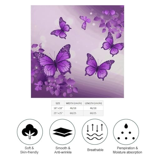 Purple Butterflies 18 Inches Satin Head Scarf Lightweight Silk Hair Scarves Soft Silk Head Scarf for Women Large Satin Bandanas Square Headscarf Fashion Headband Neckerchief Neck Scarves Gift2