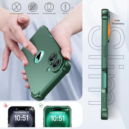 Image of ORETECH 3 in 1 for iPhone 16 Case with 2 x 9H Screen Protector,Green