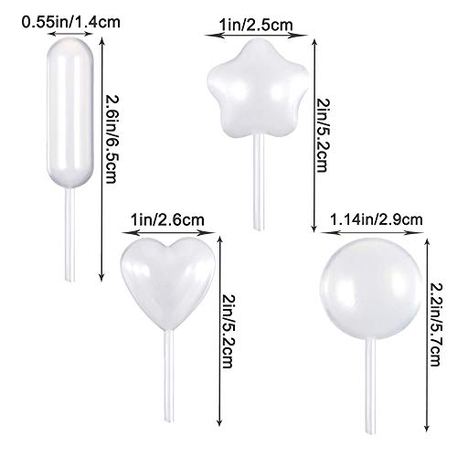 Cupcake Pipettes,200 Pcs 4ml Squeeze Transfer Pipettes,Disposable Plastic Transfer Droppers,Plastic Pipettes for Strawberries Chocolate Ice Cream,Rectangular Heart Round Star Shape - Thumbnail 5