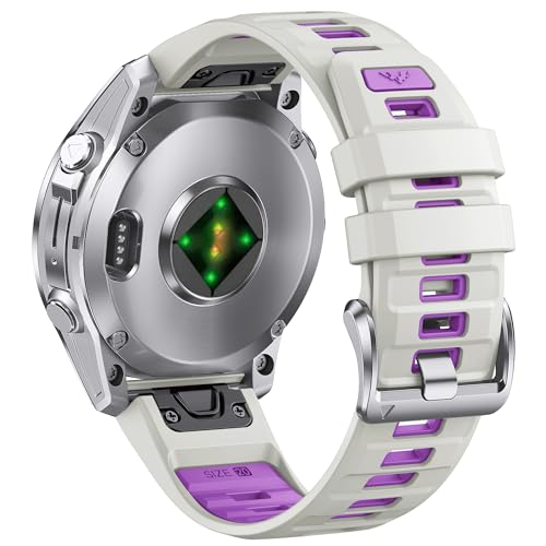 For Garmin 20mm Soft Silicone Rubber Watch Band, for Fenix 8 43mm, Epix 2 42mm, for Instinct 2S, Fenix 5S Plus, Fenix 6S, Fenix 7S Pro – Quick-Fit Strap in Rose Gold for Women Men (Mist-Grey Violet (Silver Buckle), Quick-fit 20mm)